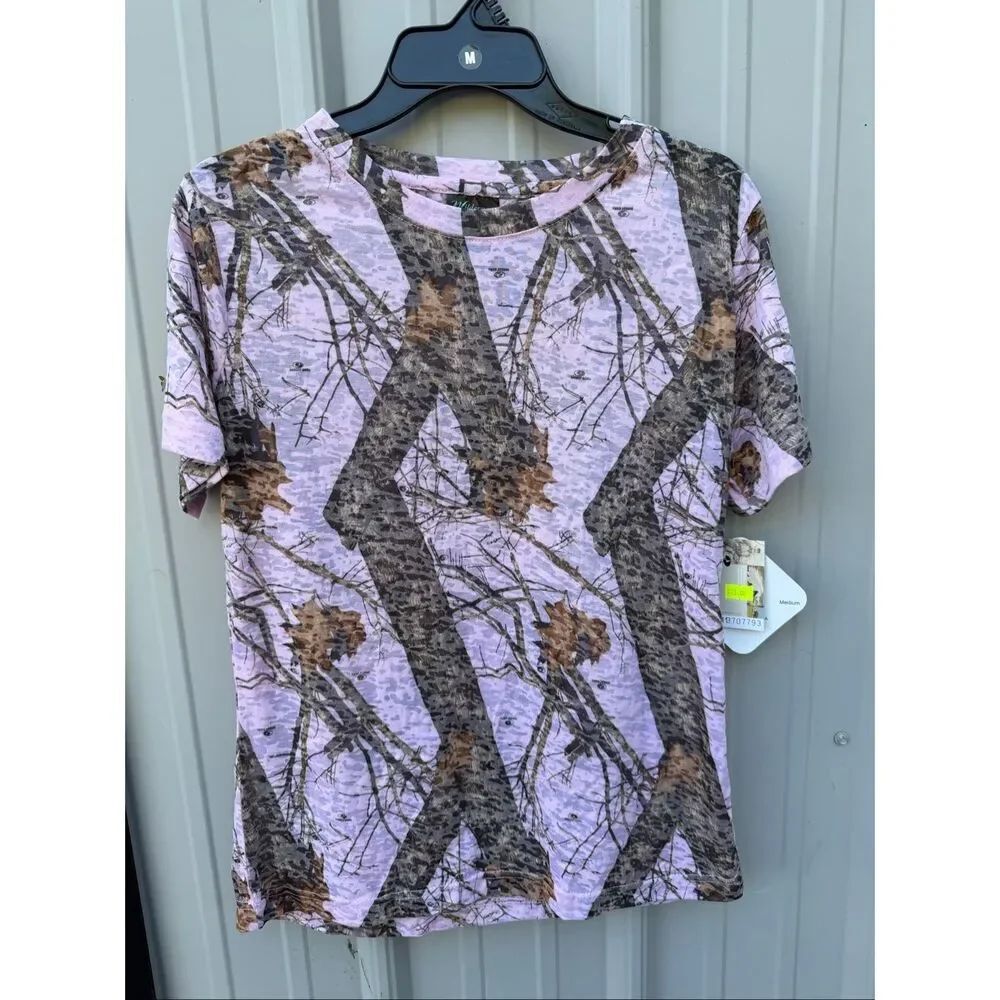 Mossy Oak Pink Burnout Short Sleeve T Shirt Size Medium NWT